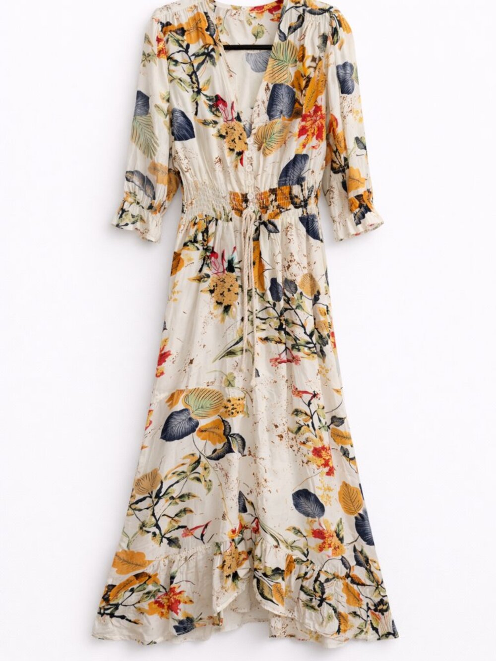 Tropical Floral Maxi | Ruffle Hem | Sleeveless | Vacation Resort Large